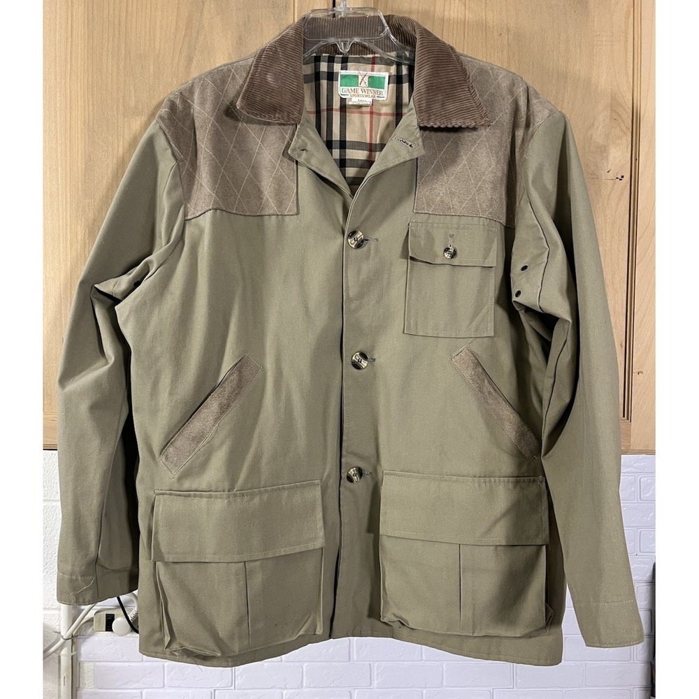 Game Winner Sportswear Outdoor Hunting Field Coat Sz Lg Burberry Plaid Lining